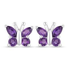 1.00 Carat Genuine Amethyst .925 Sterling Silver Earrings