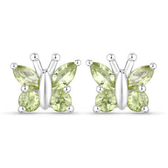 1.00 Carat Genuine Peridot .925 Sterling Silver Earrings