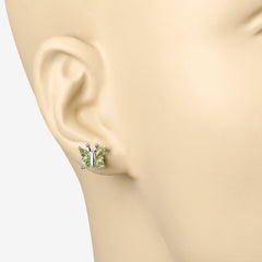 1.00 Carat Genuine Peridot .925 Sterling Silver Earrings
