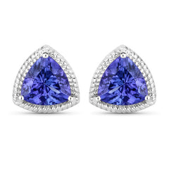4.24 Carat Genuine Tanzanite 14K White Gold Earrings