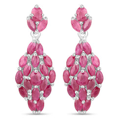 4.12 Carat Genuine Ruby .925 Sterling Silver Earrings