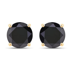 4.91 Carat Genuine Black Diamond 14K Yellow Gold Earrings