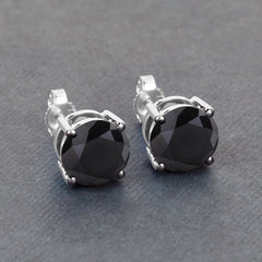 4.25 Carat Genuine Black Diamond 14K White Gold Earrings
