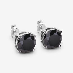 5.41 Carat Genuine Black Diamond 14K White Gold Earrings