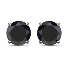 5.41 Carat Genuine Black Diamond 14K White Gold Earrings