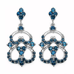 4.84 Carat Genuine London Blue Topaz .925 Sterling Silver Earrings