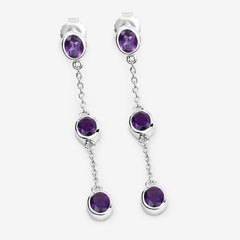 2.04 Carat Genuine Amethyst .925 Sterling Silver Earrings