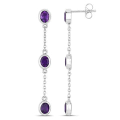 2.04 Carat Genuine Amethyst .925 Sterling Silver Earrings