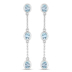 2.16 Carat Genuine Blue Topaz .925 Sterling Silver Earrings