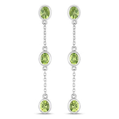 2.10 Carat Genuine Peridot .925 Sterling Silver Earrings