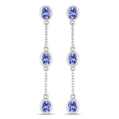 1.98 Carat Genuine Tanzanite .925 Sterling Silver Earrings