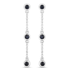 0.66 Carat Genuine Blue Sapphire .925 Sterling Silver Earrings