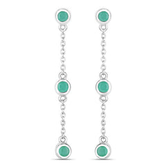 0.60 Carat Genuine Emerald .925 Sterling Silver Earrings