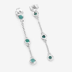 0.60 Carat Genuine Emerald .925 Sterling Silver Earrings