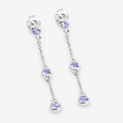 0.60 Carat Genuine Tanzanite .925 Sterling Silver Earrings
