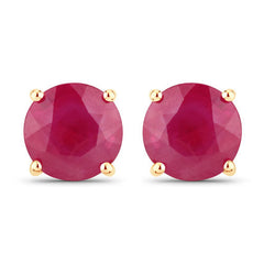 0.86 Carat Genuine Ruby 14K Yellow Gold Earrings