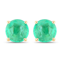 0.72 Carat Genuine Zambian Emerald 14K Yellow Gold Earrings