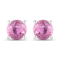 1.30 Carat Genuine Pink Sapphire 10K White Gold Earrings