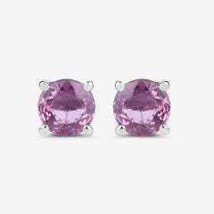 1.30 Carat Genuine Pink Sapphire 10K White Gold Earrings