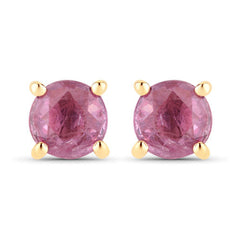 1.30 Carat Genuine Pink Sapphire 10K Yellow Gold Earrings