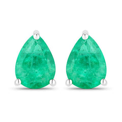 0.70 Carat Genuine Zambian Emerald 14K White Gold Earrings