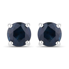 1.30 Carat Genuine Blue Sapphire 14K White Gold Earrings