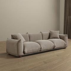 Kely Modern 100'' Mocha Boucle Upholstered Sofa with Solid Wood Legs