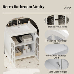 31' Vintage Farmhouse Bathroom Vanity with Ceramic Sink