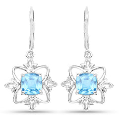 5.30 Carat Genuine Swiss Blue Topaz .925 Sterling Silver Earrings