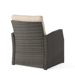 ST MARTA Single Sofa Outdoor Relaxation Seat Grey PE Rattan Waterproof Fabric