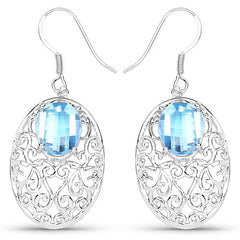 10.72 Carat Genuine Blue Topaz .925 Sterling Silver Earrings