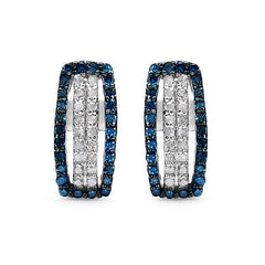0.51 Carat Genuine Blue Diamond & White Diamond .925 Sterling Silver Earrings