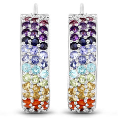 8.79 Carat Genuine Multi Stones .925 Sterling Silver Earrings