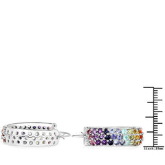 8.79 Carat Genuine Multi Stones .925 Sterling Silver Earrings