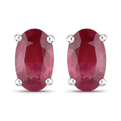 0.54 Carat Genuine Ruby 14K White Gold Earrings