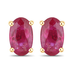 0.54 Carat Genuine Ruby 14K Yellow Gold Earrings