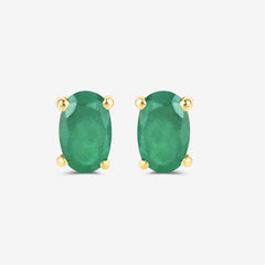 0.38 Carat Genuine Zambian Emerald 10K Yellow Gold Earrings