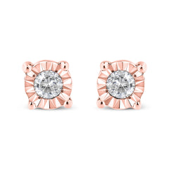 10K Yellow Gold Plated .925 Sterling Silver 1/10 Cttw Round Brilliant-Cut Diamond Miracle-Set Stud Earrings (J-K Color, I3 Clarity)