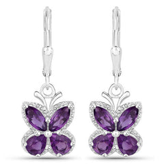 2.12 Carat Genuine Amethyst .925 Sterling Silver Earrings