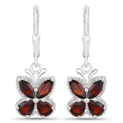 2.60 Carat Genuine Garnet .925 Sterling Silver Earrings