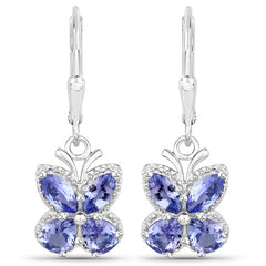 2.08 Carat Genuine Tanzanite .925 Sterling Silver Earrings