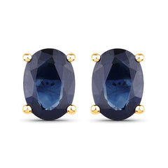 1.90 Carat Genuine Blue Sapphire 10K Yellow Gold Earrings