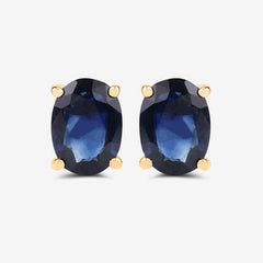 1.90 Carat Genuine Blue Sapphire 10K Yellow Gold Earrings