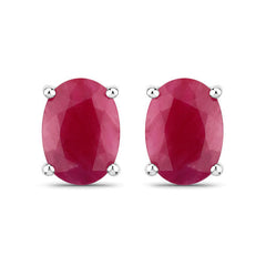 1.70 Carat Genuine Ruby 10K White Gold Earrings