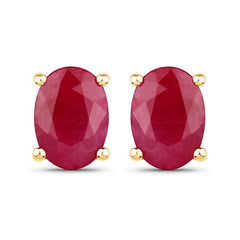 1.70 Carat Genuine Ruby 10K Yellow Gold Earrings