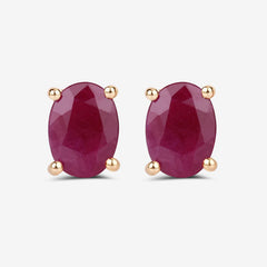 1.70 Carat Genuine Ruby 10K Yellow Gold Earrings