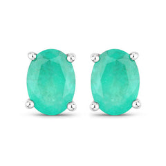 1.44 Carat Genuine Zambian Emerald 10K White Gold Earrings