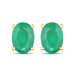 1.44 Carat Genuine Zambian Emerald 10K Yellow Gold Earrings