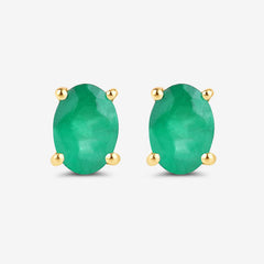 1.44 Carat Genuine Zambian Emerald 10K Yellow Gold Earrings