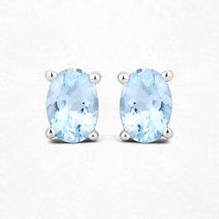 0.72 Carat Genuine Aquamarine .925 Sterling Silver Earrings